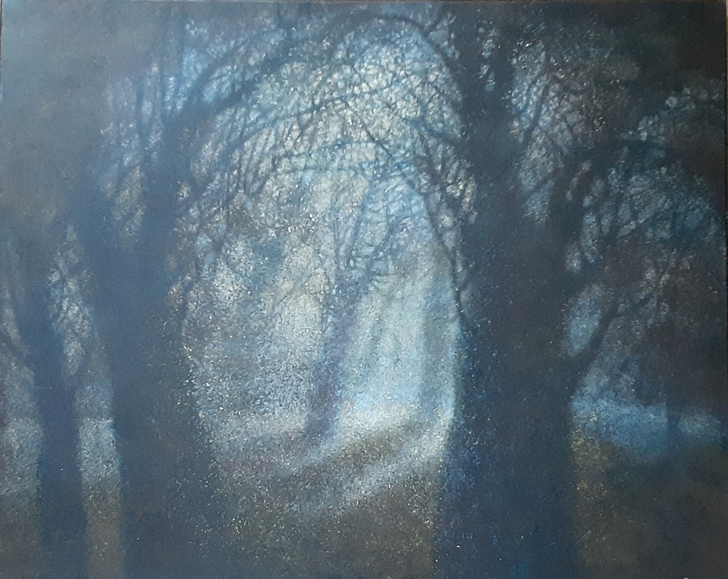 Wander through the night forest 26x32'' acrylic, canvas $3200